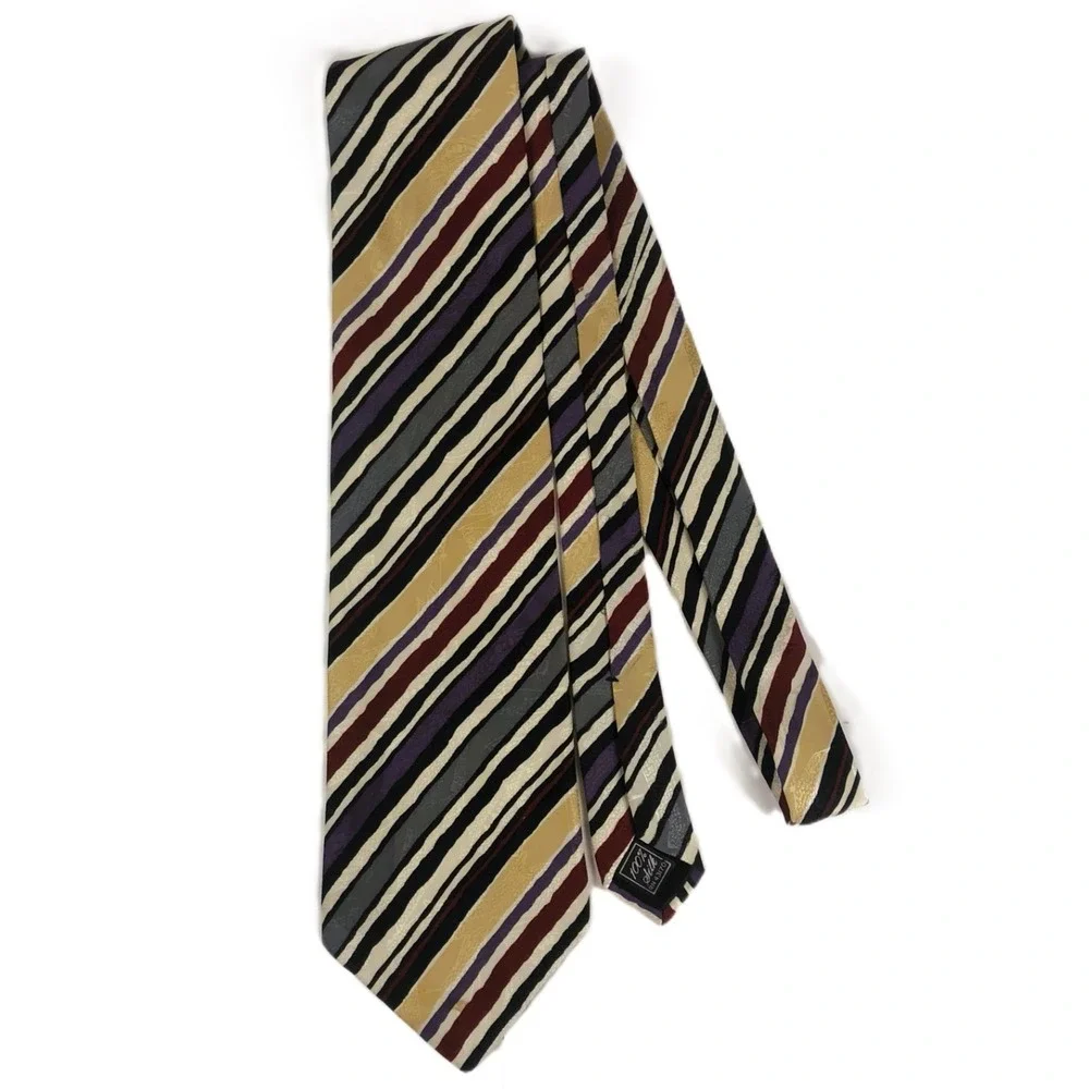 Vintage Clubfellow Silk Abstract Stripe Necktie Mens Multicolor Jacquard Tie USA